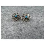 Sterling Silver and Turquoise Flower Stud