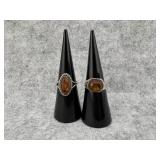 Size 6 Lot of Two Sterling Silver Rings with