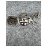 Lot of 3 Native American Sterling Silver Brooches