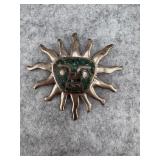 Sterling Silver Aztec Sun god Pendant/Brooch