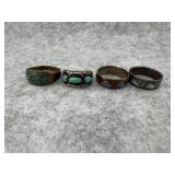 Lot of 4 Native American Rings with Turquoise and