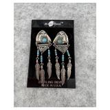 Sterling Silver and Turquoise Feather Dangle