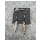 Sterling Silver and Turquoise Feather Dangle