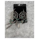 Sterling Silver Dreamcatcher Dangle Earrings with