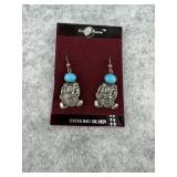 Sterling Silver Dangle Earrings with Carved
