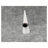 Sterling Silver with a Central Black Stone will