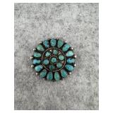 Native American Star Silver and Turquoise Cluster