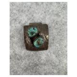 Sterling Silver Pendant with Two Turquoise and a