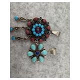 Lot of 2 Sterling Silver Pendants with Turquoise