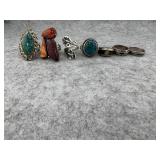 Lot of 7 Sterling Silver Southwestern Rings
