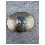 Sterling Silver Oval Western Belt Buckle with