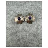 Sterling Silver and Purple Stone Cross Shaped