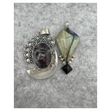 Lot of 2 Sterling Silver Pendant with Stone