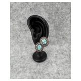 Navajo Sterling Silver Turquoise Button Earring