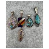Lot of 4 Native American Sterling Silver Pendants