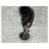 Sterling Silver Drop Earrings Small Floral Shaped