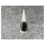 Sterling Silver with a Vibrant Green and Black