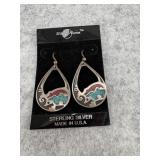 Sterling Silver Teardrop Dangle Earrings with a