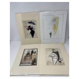 Parisian Fashion Illustrations & European Landscape Prints — Set of 4 Parisian Fashion Illustrations & European Landscape Prints — Set of 4