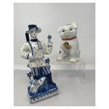 Kutani Puppy & Gzhel Soviet Hunter Ceramic Figurines Kutani Puppy & Gzhel Soviet Hunter Ceramic Figurines