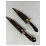 Indian Carving Knife & Fork Set with Hand Tooled Handles & Sheaths Indian Carving Knife & Fork Set with Hand Tooled Handles & Sheaths