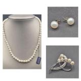 Freshwater Pearl Ensemble with Sterling Silver Freshwater Pearl Ensemble with Sterling Silver