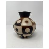Valerian Paz Chulucanas Peru Signed Vase - Geometric Dot Pattern Valerian Paz Chulucanas Peru Signed Vase - Geometric Dot Pattern