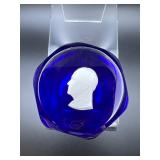 Vintage Baccarat Crystal Eisenhower Cobalt Paperweight Vintage Baccarat Crystal Eisenhower Cobalt Paperweight