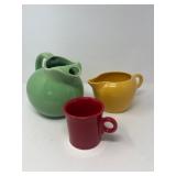 Hall Green Pitcher with Fiesta Yellow Pitcher & Red Mug Hall Green Pitcher with Fiesta Yellow Pitcher & Red Mug