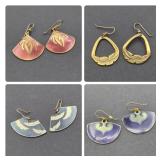 Four Pairs Enameled Goldtone Laurel Burch Earrings Four Pairs Enameled Goldtone Laurel Burch Earrings