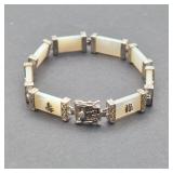 Sterling & Mother‑of‑Pearl Asian Motif Link Bracelet Sterling & Mother‑of‑Pearl Asian Motif Link Bracelet