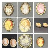 Mixed Cameo Assortment with Possible 10k Shell Brooch Mixed Cameo Assortment with Possible 10k Shell Brooch