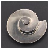 Huge Sterling Swirl Snail Brooch - Taxco Mexico Huge Sterling Swirl Snail Brooch - Taxco Mexico