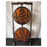 Two‑Tier Folding Accent Table with Carved Pineapple Motif Two‑Tier Folding Accent Table with Carved Pineapple Motif