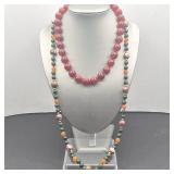 Red Agate, Carnelian, Jade & Cloisonné Beaded Necklaces Red Agate, Carnelian, Jade & Cloisonné Beaded Necklaces