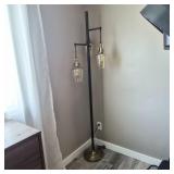 Black & Brass Floor Lamp with Three Tinted Glass Pendants Black & Brass Floor Lamp with Three Tinted Glass Pendants