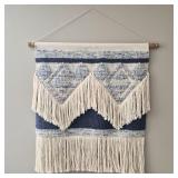 Woven Wool Macramé Wall Hanging with Fringe Woven Wool Macramé Wall Hanging with Fringe