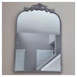 Steel Grey Wall Mirror - Tack & Scroll Motif Steel Grey Wall Mirror - Tack & Scroll Motif
