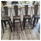 Set of Four Light Industrial Metal Bar Stools Set of Four Light Industrial Metal Bar Stools