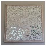 Rustic White Carved Panel with Mirrored Backing – Sukho Style Mandala Rustic White Carved Panel with Mirrored Backing – Sukho Style Mandala