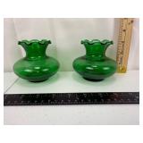 Matching Green Glass Vases (Lot of 2)