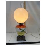 Vintage Hand Painted Glass Boudoir Lamp