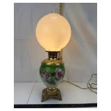 Vintage Floral Milk Glass Lamp