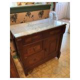 Vintage Wood Dresser w/ Glass Top