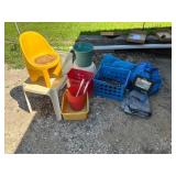 Mixed Plastic Bins, Chairs & Racquets