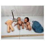 Vintage Composition Doll Parts 4 Bodies Wigs