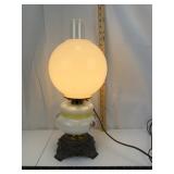Vintage Glass Globe Lamp w/ Floral Base