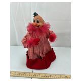 Vintage Clown Figurine Red Gingham Dress