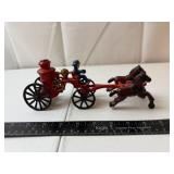 Vintage Cast Iron Fire Hose Wagon