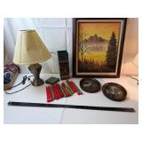 Framed Landscape Lamp Candle Group
